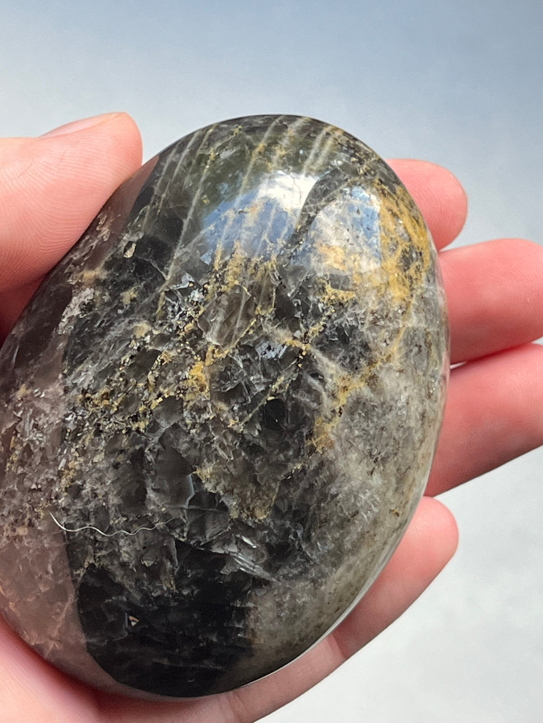 Black Moonstone Palm Stone